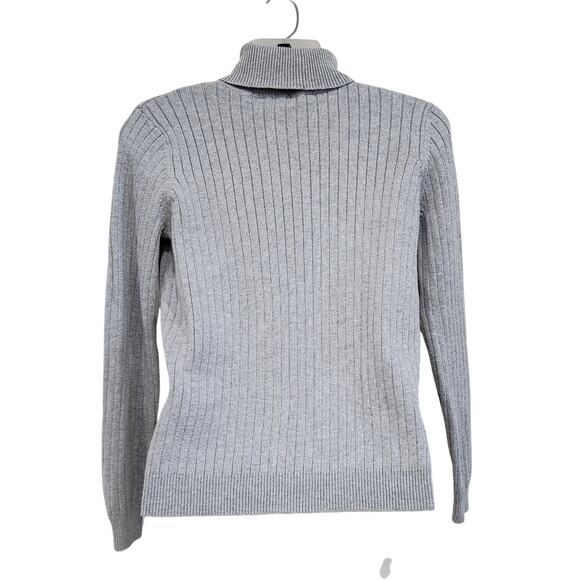 Pria Tutleneck Pullover Sweater Striped Texture Knit Cotton Pullover Gray Small - Picture 2 of 4